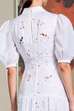 White A Line Printed Wedding Guest Dress
