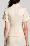Apricot Notched Lapel A Line Wedding Guest Dress