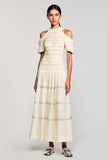 Apricot Cold Shoulder A Line Wedding Guest Dress