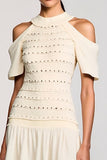 Apricot Cold Shoulder A Line Wedding Guest Dress