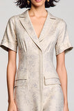 Apricot Notched Lapel A Line Wedding Guest Dress
