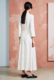 White A Line Long Sleeve Polka Dot Dress
