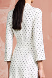 White A Line Long Sleeve Polka Dot Dress
