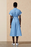 Blue Polo Collar Single-breasted Wedding Guest Dress