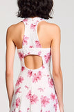 Floral Pink A Line Midi Wedding Guest Dress
