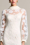 Lace Ivory Sheath Long Wedding Guest Dress
