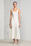 Ivory A Line Satin Long Wedding Guest Dress