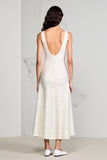 Ivory A Line Satin Long Wedding Guest Dress