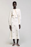 Ivory A Line Long Sleeve Wedding Guest Dress