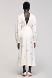 Ivory A Line Long Sleeve Wedding Guest Dress
