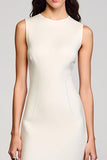 Ivory Sheath Satin Midi Wedding Guest Dress