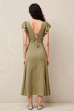 Live A Line Ruffled Long Wedding Guest Dress
