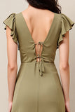 Live A Line Ruffled Long Wedding Guest Dress