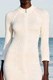 Sheath Ivory Keyhole Midi Wedding Guest Dress