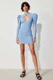 Blue Bodycon Keyhole Short Cocktail Dress with Long Sleeves