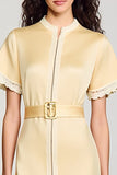 Satin Apricot A Line Wedding Guest Dress