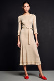 Apricot Boat Neck Jersey A Line Wedding Guest Dress