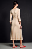Apricot Boat Neck Jersey A Line Wedding Guest Dress