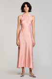 Pink Jacquard A Line Wedding Guest Dress