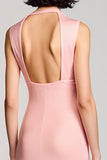 Pink Jacquard A Line Wedding Guest Dress