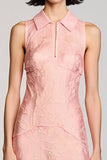 Pink Jacquard A Line Wedding Guest Dress