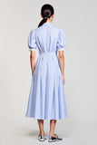 Blue A Line Cotton Striped Wedding Guest Dress