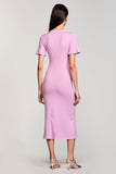 Pink Sheath Jersey Wedding Guest Dress with Bowknot
