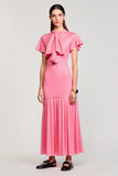 Pink Chiffon Ruched A Line Wedding Gues Dress