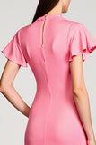 Pink Chiffon Ruched A Line Wedding Gues Dress
