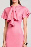Pink Chiffon Ruched A Line Wedding Gues Dress