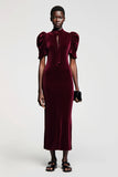 Dark Red Velvet Sheath Wedding Guest Dress