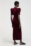 Dark Red Velvet Sheath Wedding Guest Dress