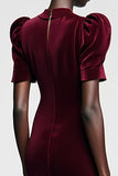 Dark Red Velvet Sheath Wedding Guest Dress