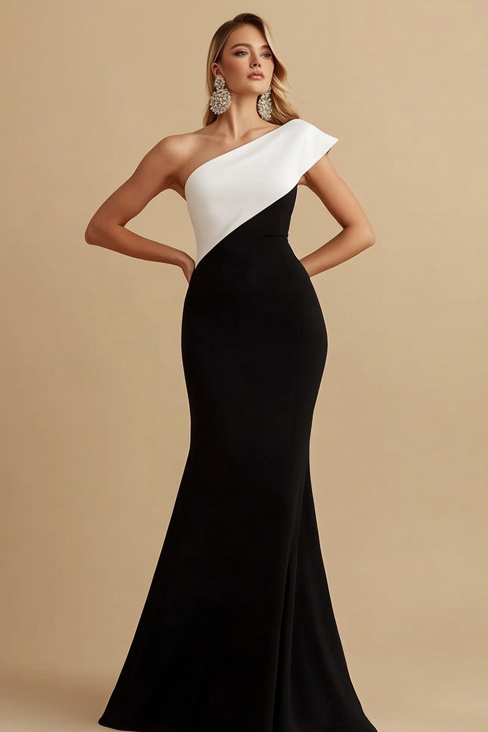 ZAPAKA Women Black One Shoulder Evening Dress Mermaid Satin Formal Dress ZAPAKA Women Black One Shoulder Evening Dress Mermaid Satin Formal Dress