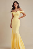 Black Chiffon Off the Shoulder Mermaid Evening Dress