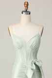Sage Bodycon Corset Short Homecoming Dress with Bow