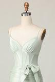 Sage Bodycon Corset Short Homecoming Dress with Bow