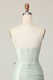 Sage Bodycon Corset Short Homecoming Dress with Bow