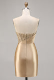 Golden Strapless Corset Bodycon Short Homecoming Dress