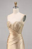 Golden Strapless Corset Bodycon Short Homecoming Dress
