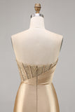 Golden Strapless Corset Bodycon Short Homecoming Dress