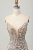 Silver Strapless Bodycon Sequins Homecoming Dress with Slit