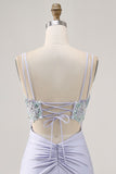 Lavender Bodycon Corset Sequins Homecoming Dress
