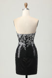 Sparkly Black Silver Bodycon Sequins Mini Homecoming Dress