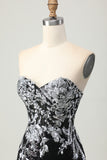 Sparkly Black Silver Bodycon Sequins Mini Homecoming Dress
