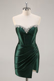 Dark Green Strapless Corset Bodycon Homecoming Dress