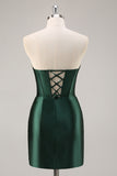 Dark Green Strapless Corset Bodycon Homecoming Dress