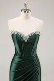 Dark Green Strapless Corset Bodycon Homecoming Dress