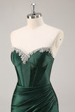 Dark Green Strapless Corset Bodycon Homecoming Dress