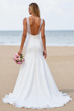 Satin Mermaid Sweetheart Court Train Ivory Wedding Dress